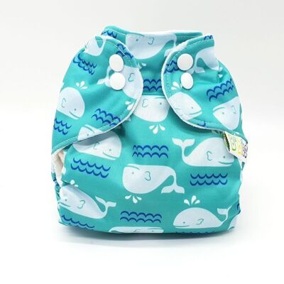 Special newborn washable diaper - Soft and natural - whale