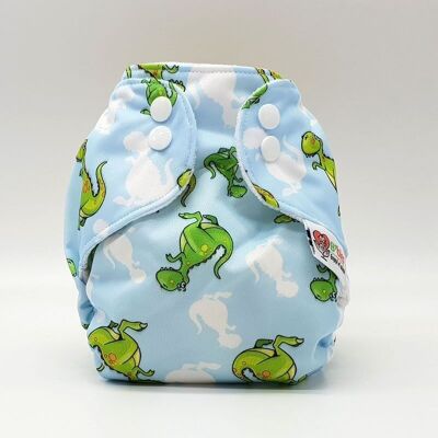 Pañal lavable especial recién nacido - Suave y natural - Dino Azul