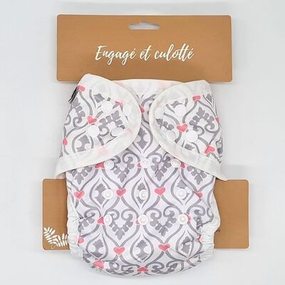 Washable diaper "natural fabrics", scalable size - Te1 - Bamboo - Gray pink