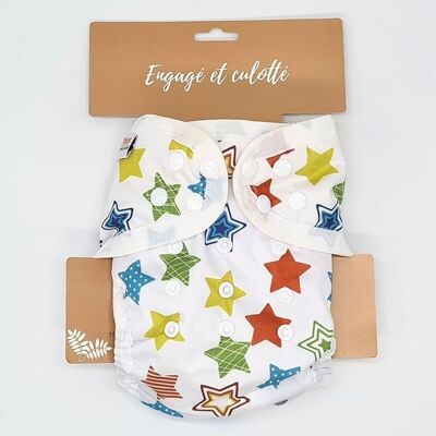 Washable diaper "natural fabrics", scalable size - Te1 - Bamboo - Star