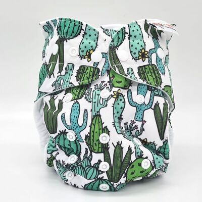 Cloth diaper "quick drying", scalable size - Te1 - Microfiber - Cactus