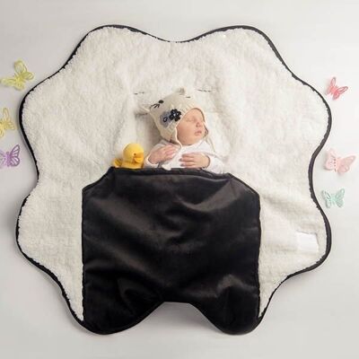 Waterproof and warm organic baby nest, universal: car, cozy, stroller... Black-