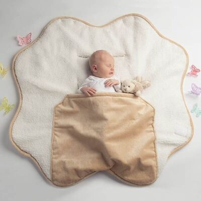 Waterproof and warm organic baby nest, universal: car, cozy, stroller... Beige-