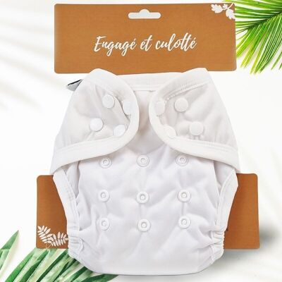Washable diaper "natural fabrics", scalable size - Te1 Bamboo - White
