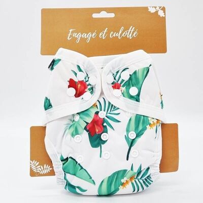 Washable diaper "natural fabrics", scalable size - Te1 - Bamboo - Tropical