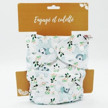 Couche lavable "séchage rapide", taille évolutive- Te1 Microfibre - Elephant Tendresse 1