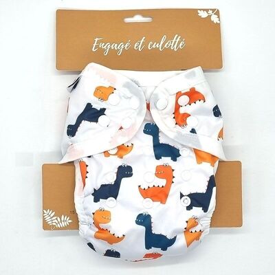 Washable diaper "natural fabrics", scalable size - Te1 - Bamboo - T-rex