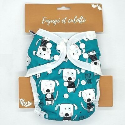 Washable diaper "natural fabrics", scalable size - Te1 - Bamboo - Doggy
