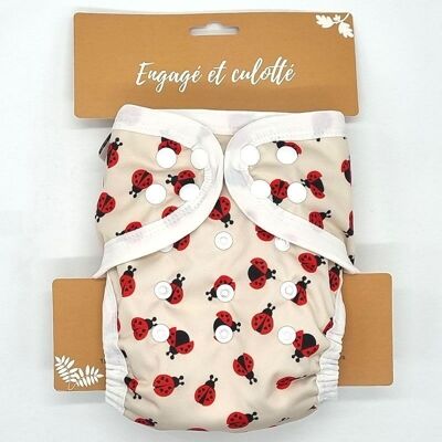 Washable diaper "natural fabrics", scalable size - Te1 - Bamboo - Ladybug