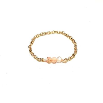 Gold Stainless Steel Chain Ring with Sun Stones