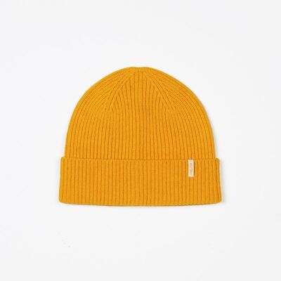 Gorro de lana de cordero amarillo