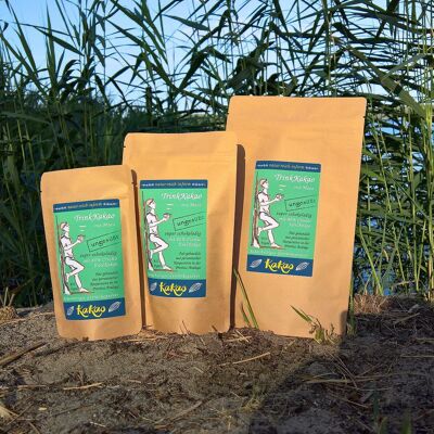 Cacao para beber con sabor a chocolate, con 80 % de cacao fino y maca, sin azúcar, en polvo para bebida con cacao, sin azúcar añadido, orgánico y vegano.