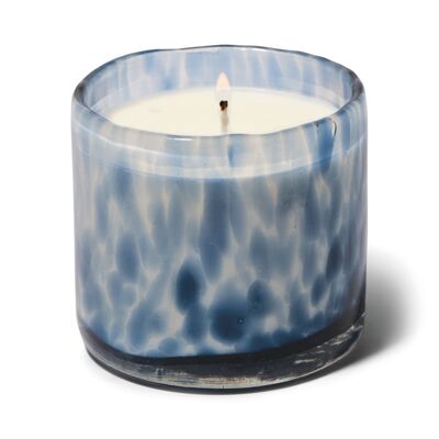 Luxe Hand Blown Bubble Glass Candle 8 oz./226g - Blue - Black Fig