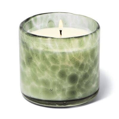 Luxuriöse Kerze aus mundgeblasenem Blasenglas, 8 oz./226 g – Grün – Tabak und Kiefer
