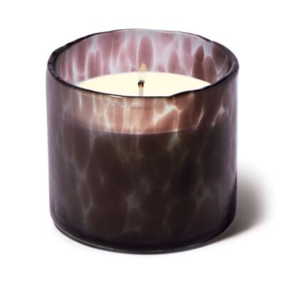 Luxuriöse Kerze aus mundgeblasenem Blasenglas, 8 oz./226 g – Pflaume – Französisches Leinen und Iris