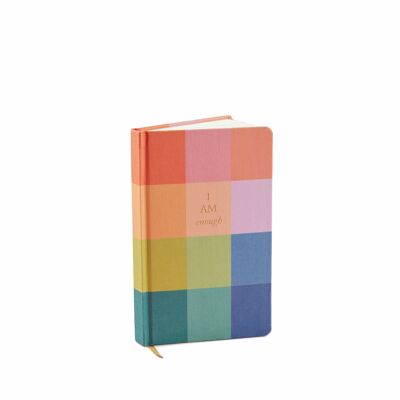Cuaderno de tapa dura de tela - Rainbow Check - Soy suficiente