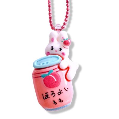 Pop Cutie Peach Juice Bunny Kids Necklace