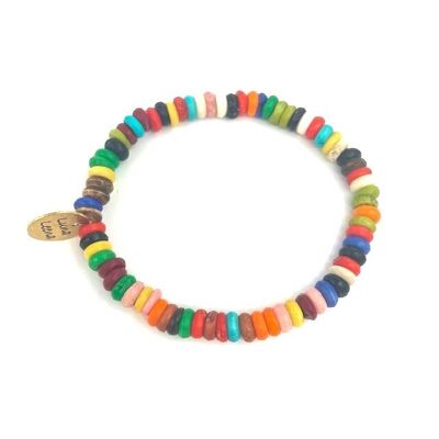 braccialetto sostenibile con perline riciclate multicolori - taglia unica elasticizzato - realizzato a mano da un braccialetto esistente dal Nepal