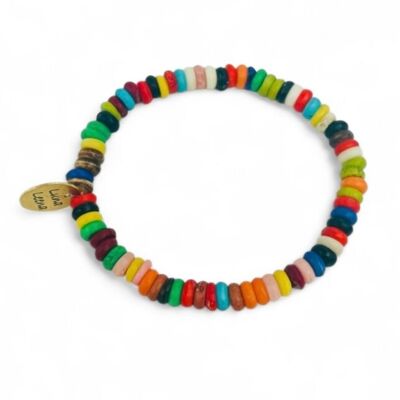 pulsera sostenible con cuentas recicladas multicolores - talla única - hecha a mano a partir de pulseras existentes de Nepal