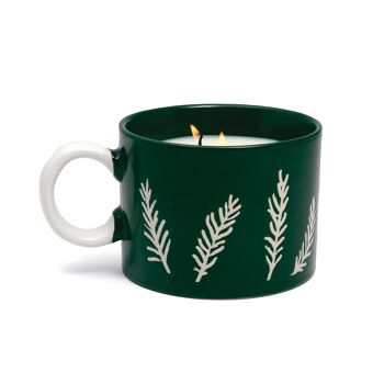 Bougie tasse en céramique cyprès et sapin 8 oz/226 g - Vert