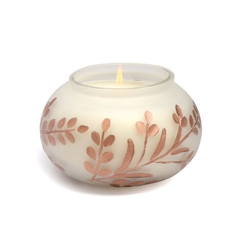 Cypress & Fir Metallic Etched Frosted Glass Candle 9.oz/255g - White