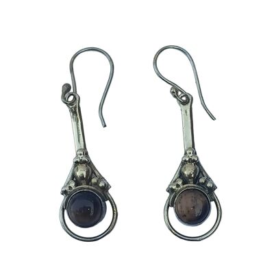 Boucles d'oreilles tribales vintage en laiton style oeil de tigre