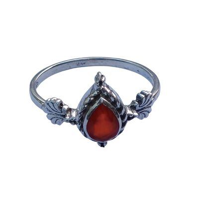 925 Sterling Silver Pear Shaped Carnelian Handmade Ring