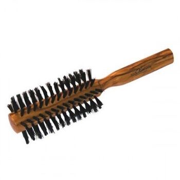 Brosse à cheveux ronde en bois d'olivier et poils de sanglier 1