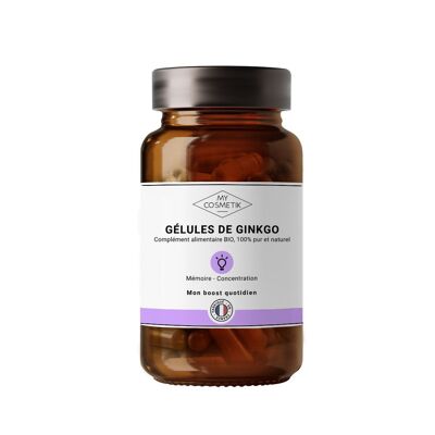 Cápsulas de ginkgo orgánico - pastillero de tamaño mediano - 200 cápsulas