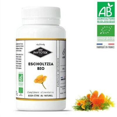 Organic escholtzia capsules - medium size pillbox - 200 capsules