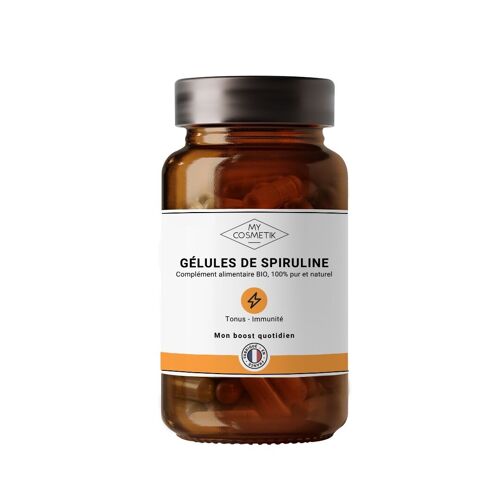 Gélules spiruline BIO - pillulier grande taille - 200 gélules