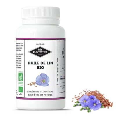 Capsules d'huile de lin BIO - pillulier petite taille - 120 gélules