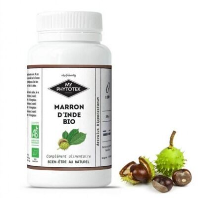Organic horse chestnut capsules - medium size pillbox - 200 capsules