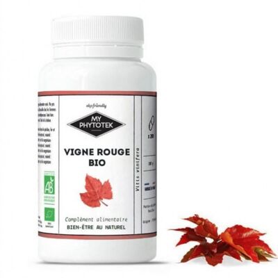 Organic red vine capsules - medium size pill box - 200 capsules