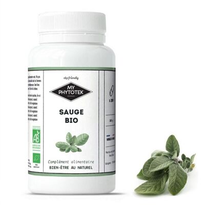 Organic sage capsules - medium size pill box - 200 capsules