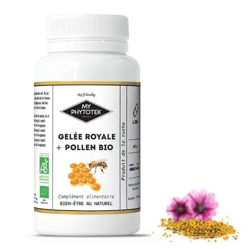Gélules gelée royale + pollen BIO - pillulier petite taille - 90 gélules