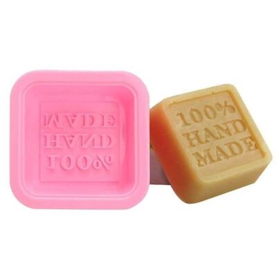 Stampo quadrato piccolo per sapone "Hand Made" in silicone