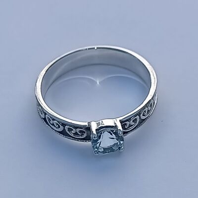 Anello fatto a mano in argento sterling 925 con pietra preziosa topazio blu