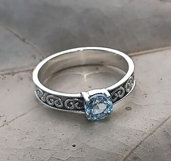 Bague faite à la main en argent sterling 925 avec topaze bleue 4