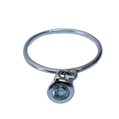 Blue Topaz Lock Designed 925 Silver Handmade Ring