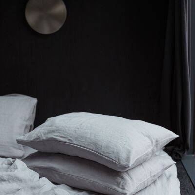 Federa per cuscino in lino lavato grigio chiaro
