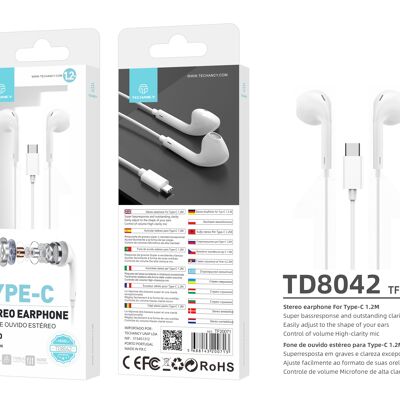 TECHANCY-Ohrhörer USB C für Samsung, XIAOMI, IPAD PRO