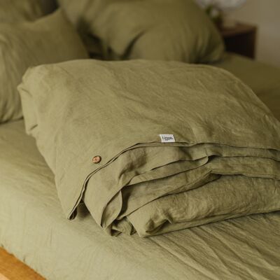 Bettbezug aus olivgrünem Leinen