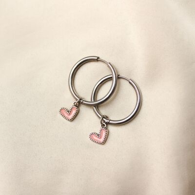 Anne-Fleur earrings silver ♡ pink hearts