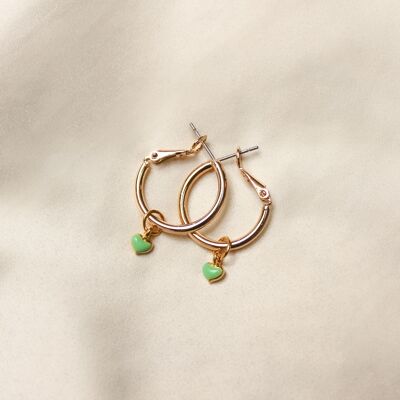 Pendientes Mila oro ♡ corazones verdes