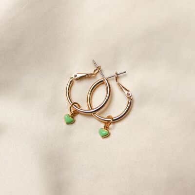 Mila earrings gold ♡ green hearts