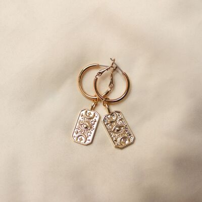 Lynn earrings gold ♡ rectangle eye pendant