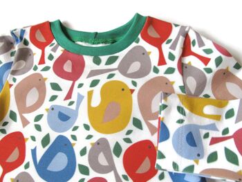 T-shirt à manches longues en jersey de coton biologique Birds 4
