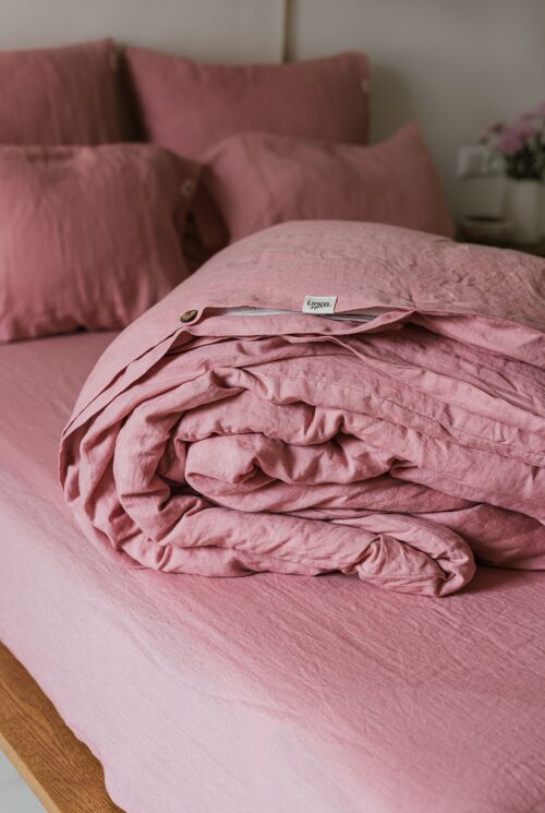 Pink Linen Duvet Cover