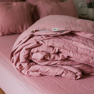 Pink Linen Duvet Cover